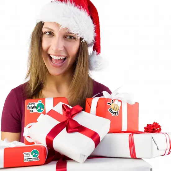 Bee Happy Cartoon Bee Stickers, 500 Multicolor Thank You Stickers for Small Business, Paper, Glossy, Indoor Use {4}