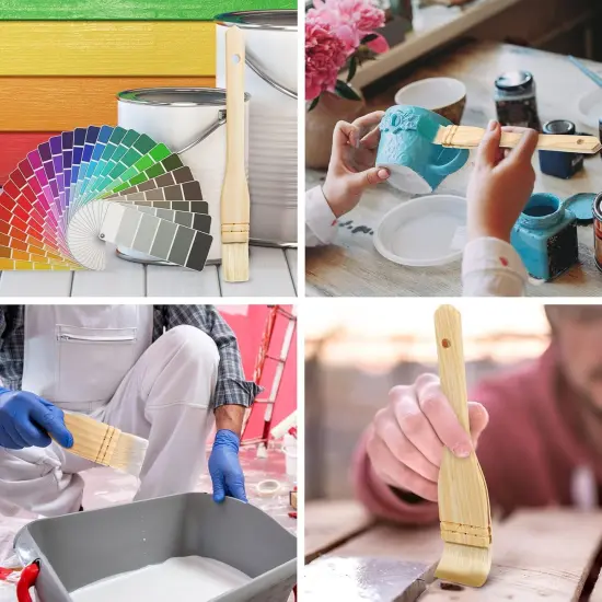 2 Pcs Flat Hake Paint Brushes Watercolor Glaze Brushes for Pottery, Artist Painting Set with Sheep Hair Bristle for Wash Ceramic Oil, 1 Inch, 2 Inch {4}