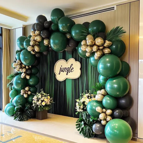 Black Green Gold Balloon Garland Double Stuffed Forest Dark Green Black Gold Balloon Arch Kit {3}