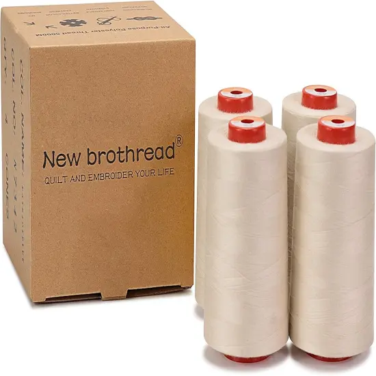 30 Options - 4 Large Cones of 5500Y (5000M) Each All Purpose Spun Polyester Thread 40S/2 (Tex27) for Serger, Overlock, Quilting, Piecing and Sewing - Cream {3}