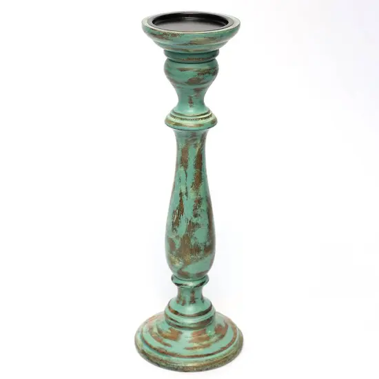 Antique Mango Wood & ResinCenterpiece Candle Holder - 4" x 15" {1}