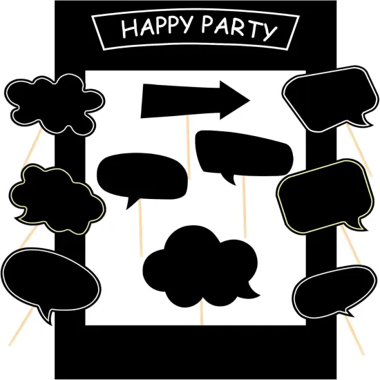 18pcs Blank Photo Booth Props Black Chalkboard Photo Booth Props Frame with Bubble DIY Photo Props for Birthday Wedding Party Supplies(Black) {1}