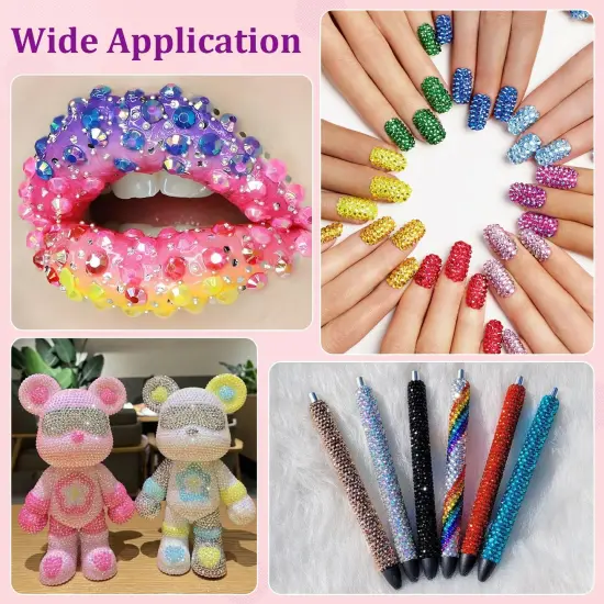 24000Pcs Resin Jelly Rhinestones with 1 Pcs B7000 Jewelry Glue for Crafting, Mixed-Color 3mm Flatback Gems, Bedazzling Crystal for DIY Crafts Clothing Tumblers Mugs Shoes Fabric Decor Nail Art Makeup {5}