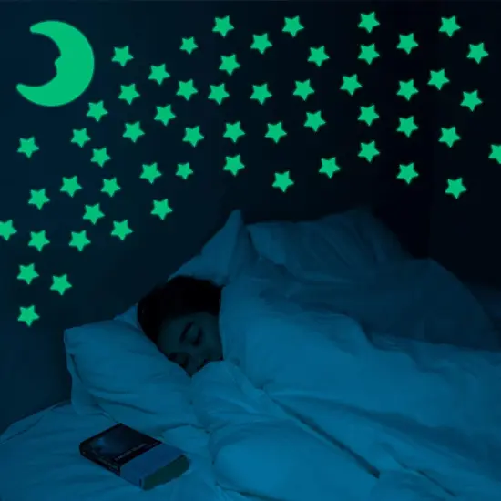 Glow in The Dark Stars Stickers, ACSAUMMY 201pcs Super Bright Plastic Large Stars Stickers Glow in The Dark Stars for Ceiling Wall Decor Luminous Ceiling Stars and Moon Stickers Decor for Bedroom {1}