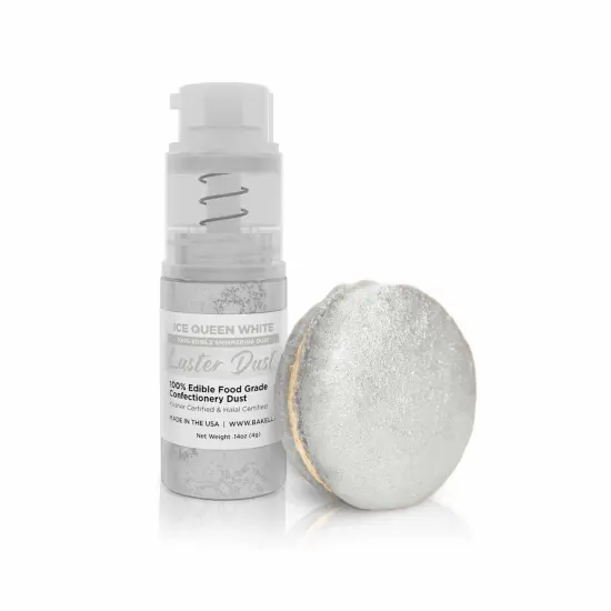 Bakell - Ice Queen White Luster Dust (4g, 1x Pump) Edible Vegan Dust & Paint for Baking, Desserts and Beverages {1}