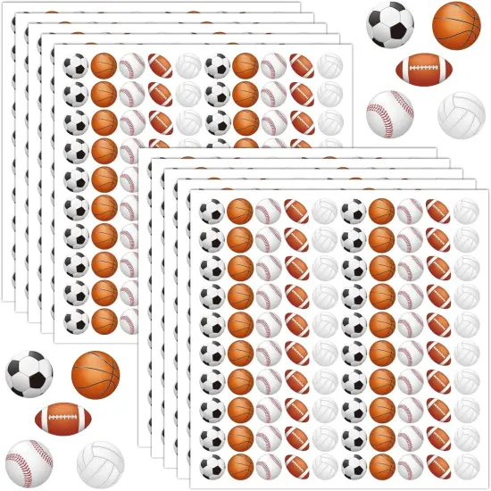 Mini 1000 Pcs Sports Ball Stickers for Kids Soccer, Football, Baseball, Basketball, Volleyball Stickers for Kids Ball Themed Party Birthday Classroom Decorations {1}