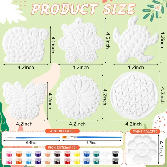 6 Pack Paint Your Own Plaster Stones - Kids Spring Summer Arts and Crafts Painting Kit {2}
