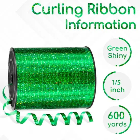 600 Yards Green Shiny Curling Ribbon 1/5 Inch Green Christmas Balloon String Ribbon {2}