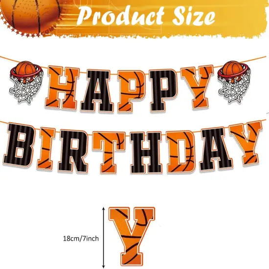 Basketball Birthday Banner Happy Birthday Basketball Banner Basketball Birthday Decorations Basketball Party Banner for Kids Teenagers Boys Men {2}