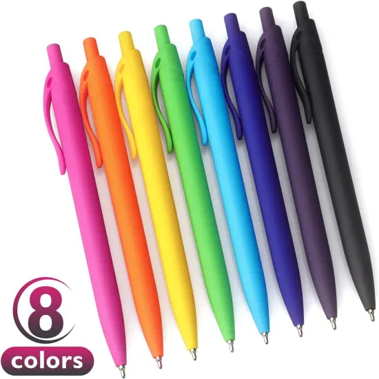Ballpoint Pens Black Ink Pens Medium Point Retractable Ballpoint Pens, 1.0MM Black Ink, 8 Pack, Colorful {2}