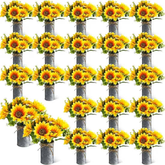 24 Sets Summer Sunflowers Artificial Flowers Tables Centerpieces {1}