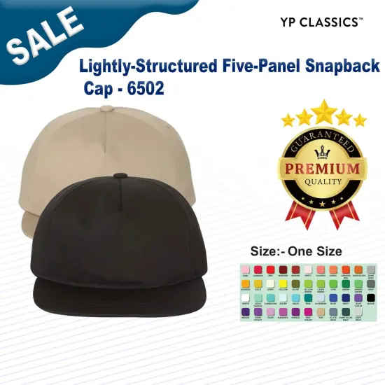 YP Classics&reg; Lightly Structured Five-Panel Snapback Cap Navy {3}