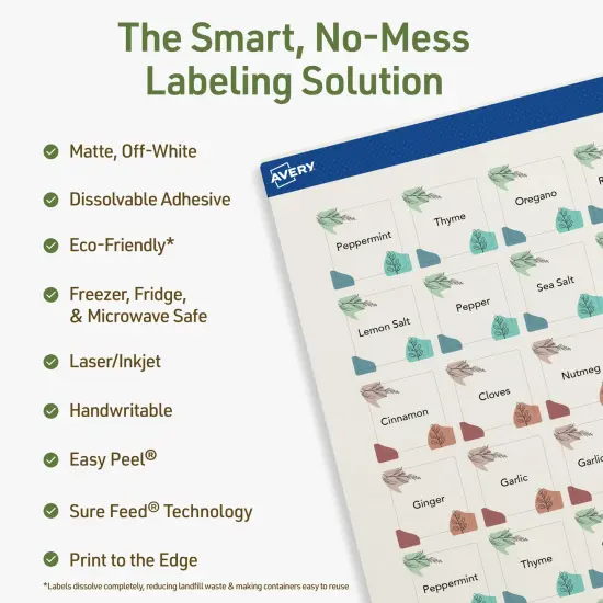 Avery Dissolvable Labels, 1" x 1" Square {8}