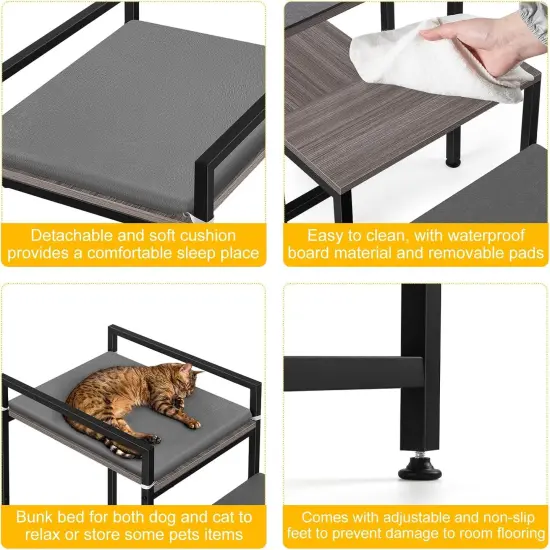 24.84&rsquo;&rsquo;H Window Perch Dog Steps for High Beds & Couches - 4-Step Non-Slip Pet Stairs with Bunk Bed, Removable Cushion, Adjustable Feet - Sturdy Frame for Small/Medium Pets {4}
