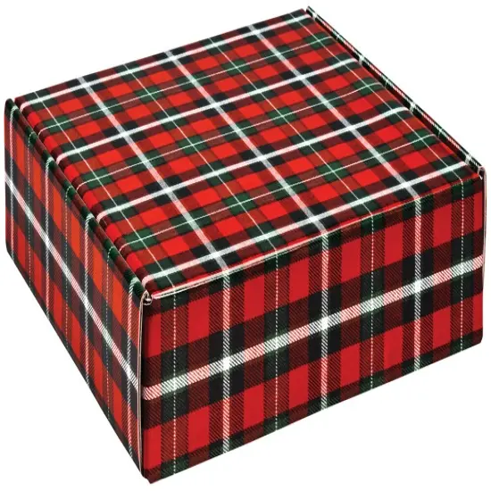 Pack/6: Christmas Plaid Decorative Mailer - 12 x 12 x 3" {1}