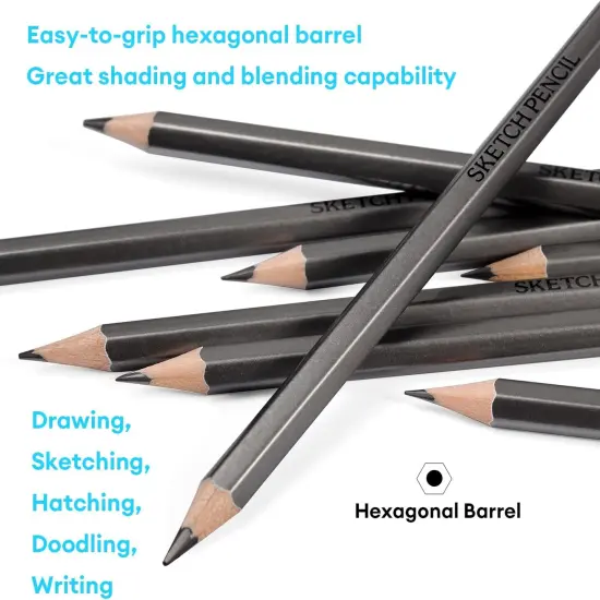 Professional Drawing Sketching Pencil Set - 12 Pieces Drawing Pencils 10B, 8B, 6B, 5B, 4B, 3B, 2B, B, HB, 2H, 4H, 6H Graphite Pencils for Beginners & Pro Artists {3}