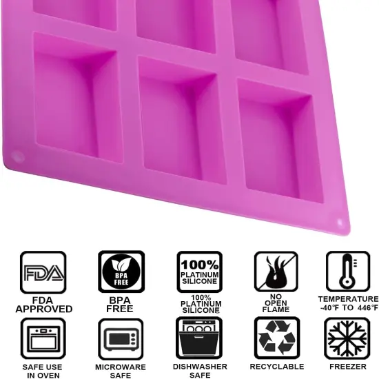 4 Pack Silicone Soap Molds, 6 Cavities Rectangle Silicone Soap Mold, Great for Homemade Craft Soap Bar Mold, DIY {5}