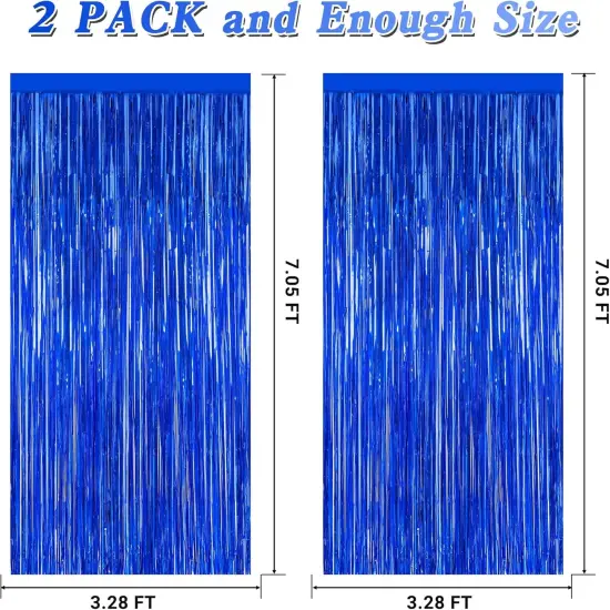 2 PCS Tinsel Backdrop, 3.28 FT x 7.05 FT Dark Blue Backdrop Curtains, Metallic Passover Fringe Curtains Party Streamer, Navy Blue Party Supplies Party Decorations Photo Props {2}
