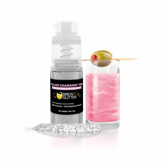 Brew Glitter - Pink Color Changing Edible Drink Glitter (4g, Mini Spray Pump) for Beer, Cocktails and Beverages {1}