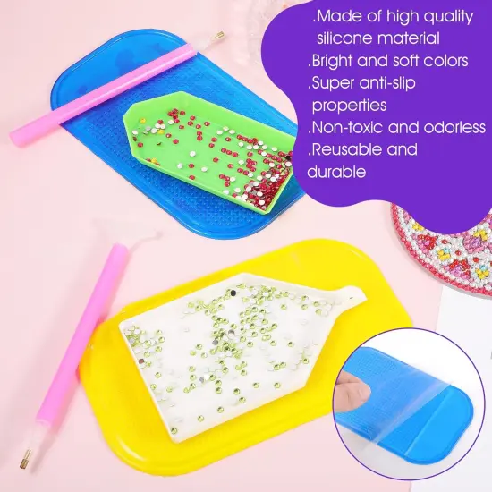 6 PCS Diamond Art Mat Anti Slip Pad, Diamond Art DIY Diamond Sticky Tray Gel Painting Tools Diamond Non-Slip Universal Gel Pad Holder Kits for Adults Diamond 5D Painting Accessories (6 Color) {4}