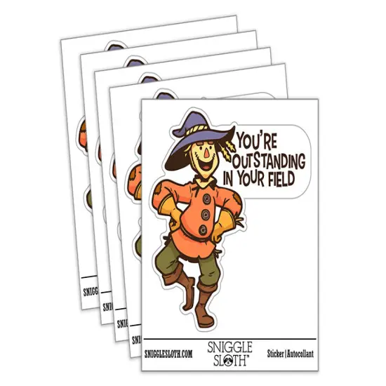 Water Bottle Sticker Set You're Outstanding In Your Field Scarecrow Cute Waterproof Vinyl Stickers Pack Decal, Skateboard, Laptop, Car, Window, Bumper - 5 Pack {2}