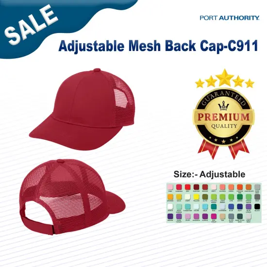 Port Authority&reg; Adjustable Mesh Back Cap Black {3}