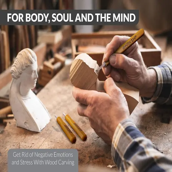 Wood Carving Tools - 12 PCS - Whittling Kit for Beginners - Wood Carving Kit - Incl. 1x Whetstone & 10 Wooden Blocks - Wood Carving Knives {2}