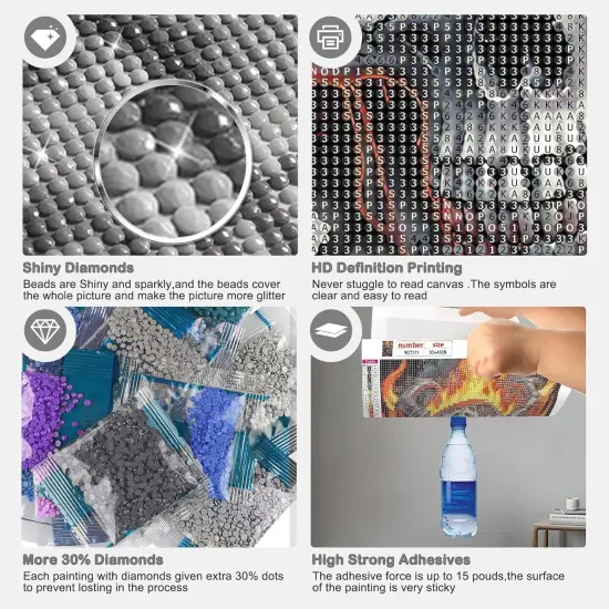 Skull Diamond Art Kits for Adults, Diamond Painting Kits for Adult Beginners, Full Round Drill Flame Diamond Painting, Art Gem Painting Kits for Home Wall Decor 12x16inch {4}