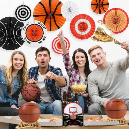 Basketball Party Decorations Kit - Basketball-Themed Paper Fans & Table Centerpiece Set, for Basketball Birthday Party & Supplies {4}