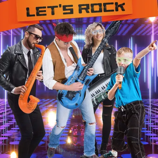 15 PCS Inflatable Guitar Musical Instrument Balloons 70s 80s 90s Party Decoration Photo Props, Waterproof Pool Float Toy for Kids Adults, Carnival Birthday Summer Party Supplies Favors {2}