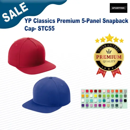 Sport-Tek&reg; YP Classics Premium 5 Panel Snapback Cap True Navy {3}