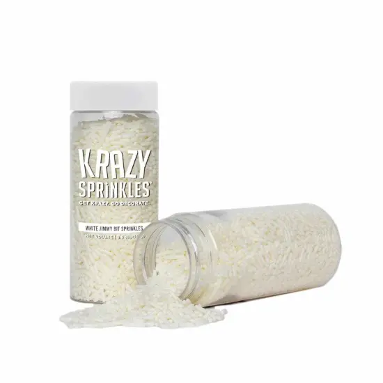 Krazy Sprinkles - White Jimmies (1/2 Cup, 1x Jar) for Cakes, Ice Cream & Cookies {2}