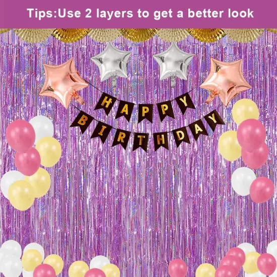 3 Pack Fringe Curtains Party Decorations,Tinsel Backdrop Curtains for Parties,Photo Booth Wedding Graduations Birthday Christmas Event Party Supplies (Pink) {4}