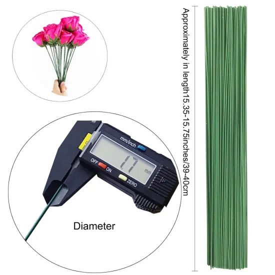 18 Gauge Stem Wire Diameter 1.7mm Dark Green Floral stem Wire 16 Inch Floral Stem Wire, 50PCS Floral Stem Wire Flower Arrangements - DIY Bouquet Handcrafts {4}