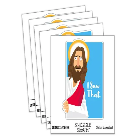 Water Bottle Sticker Set I Saw That Disappointed Jesus Funny Cute Waterproof Vinyl Stickers Pack Decal, Skateboard, Laptop, Car, Window, Bumper - 5 Pack {2}