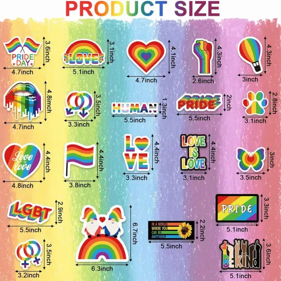 Pride Rainbow Magnetic Stickers, 22pcs Pride Car Water-Repellent Magnets Decorations Accessories for Pride Day Parade Supplies Home Fridge Car Bumpers Party Decor {3}