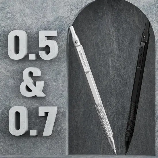 4PCS Metal Mechanical Pencils Set with Case, 0.5mm & 0.7 mm Artist Pencil with 8 Tubes (480PCS) HB Lead Refills, 3 Erasers,9 Eraser Refills For Writing Drafting, Drawing, Black&Silver {3}