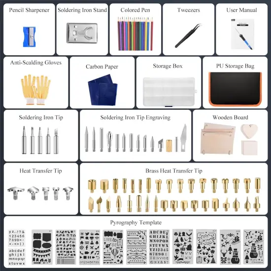 Wood Burning Kit 113pcs Professional Wood Burning Tool Adjustable Temperature Wood Burner Tools Set with Soldering Iron for Embossing Carving DIY Adults Crafts Beginners {5}