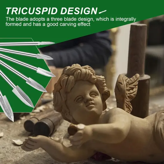 Wood Carving Bits, 1/8&rdquo; HSS Rotate Tool Engraving Drill Bit Set, DIY Wood Carving Bits Crafts Grinding, Woodworking Rotary Tools Shank Universal Fitment {4}