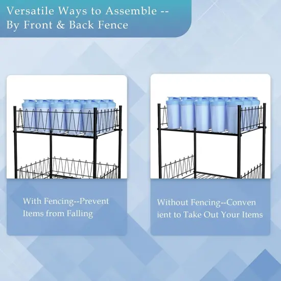 4-Tier Metal Water Bottle Organizer &ndash; Freestanding Floor Storage Rack for Kitchen, Pantry, or Bathroom | Adjustable Dividers & Feet, Rust-Proof Black Design (12.5"x16.7"x46.2") {4}