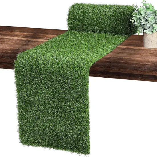 Artificial Grass Table Runners 12 x 120 Inch Synthetic Grass Table Runners Grass Rug Table Decorations for Spring Summer, Wedding, Baby Shower, Party Decor {1}