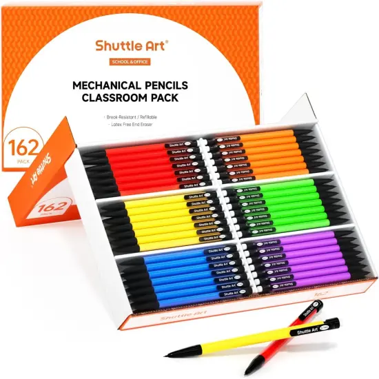 Mechanical Pencils, 162 Pack Bulk Mechanical Pencils 0.7mm Medium Point, HB #2 Lead Pencils, Assorted Barrels, Office School Supplies {1}