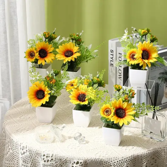 6 Pcs Small Fake Plants Artificial Potted Plants Table Centerpieces {2}