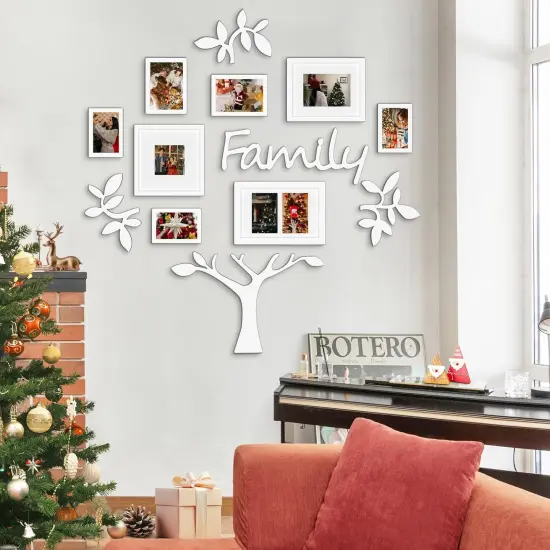 Photo Frame | Plaque College Frame - Wall Decoration Combination - White PVC Picture Frame Selfie Gallery Collage With Hanging Template & Wall Mounting Design | Family Tree {2}