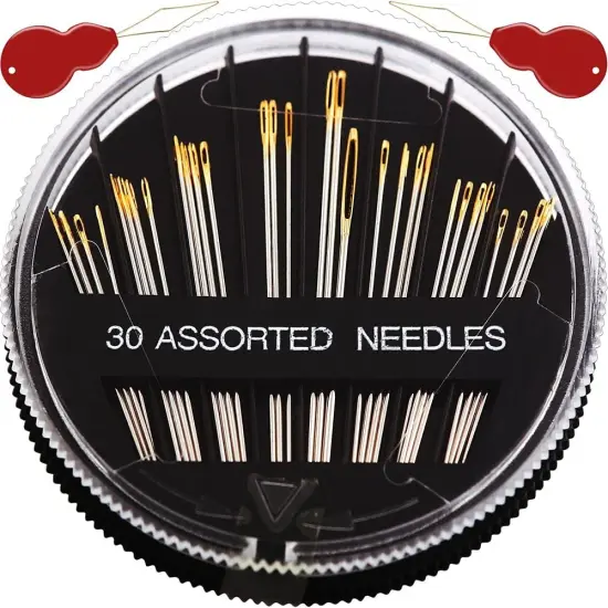30/60Pack Premium Sewing Needles for Hand Sewing Repair, 6 Sizes Assorted Needles with 2 Threaders, Sewing Needles for Handsewing, Large Eye Stitching Needles, Embroidery Needles, Sewing Sharp Needles {1}