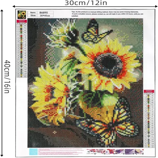 Diamond Painting Kits for Adults, 12x16 Inch DIY Paint by Numbers for Adults Beginner, DIY Full Drill Diamond Dots Paintings Picture Arts Craft for Home Wall Art Decor (Yellow Butterfly) {3}