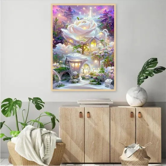 Landscape Diamond Art Kits for Adults,DIY Flowers Diamond Painting Kits for Adults Beginners,5D Full Drill Diamond Dots with Diamond Gem Art and Crafts for Home Wall Decor 12x16inch {5}