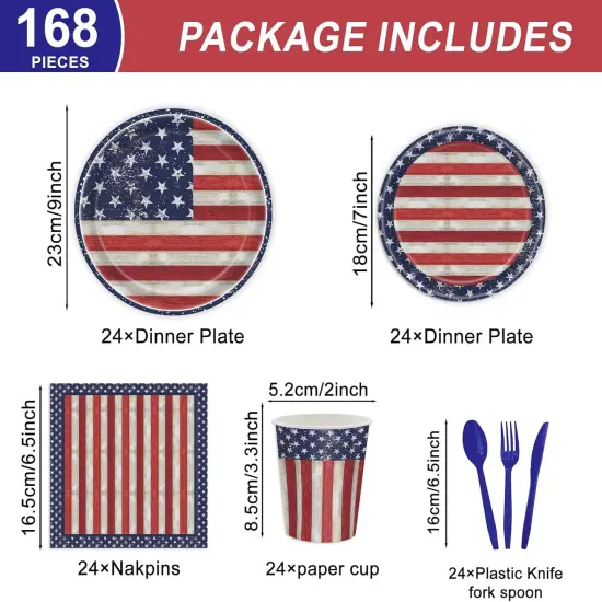 168Pcs Retro Independence Day Tableware Set {3}