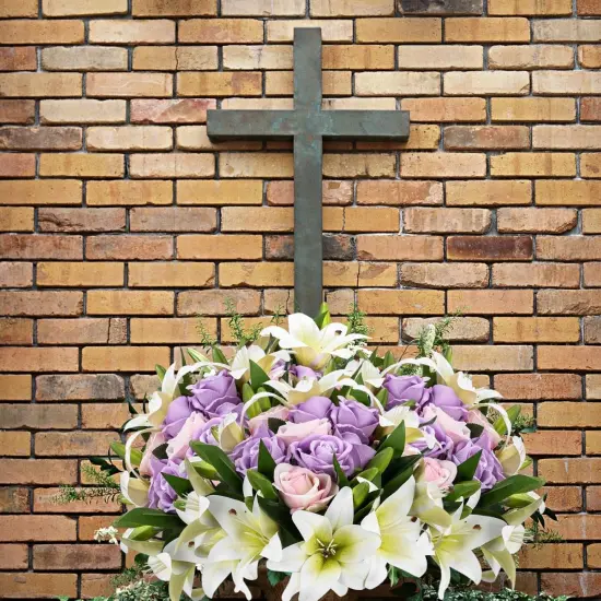 20 Pcs Summer Bouquets Artificial Flowers Velvet Realistic Roses and Latex Easter Lilies Flowers Bouquet Decorations Arrangements {3}