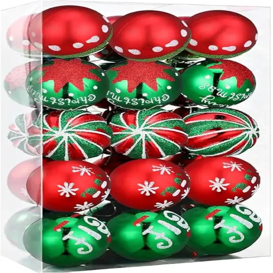 30ct Christmas Balls Ornaments- 2.36&rsquo;&rsquo; Shatterproof Balls Ornaments for Xmas Tree Decorations, Hanging Balls Red and Green Christmas Ball Ornaments Set for Holiday Party Decoration (3) {5}